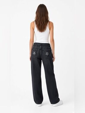 Black Rhinestone Star Jeans – Size S – Made in Turkey